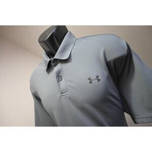 Under Armour Golf Polo HeatGear Loose Gray Athletic Shirt Mens Sz Large